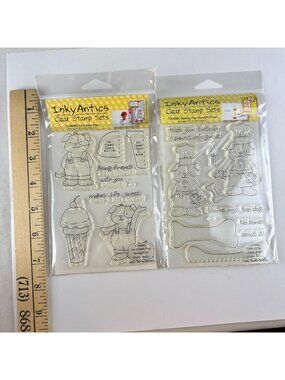 Inky Antics Clear Stamp Sets Lot Of 2 - Ice Cream & Puppy